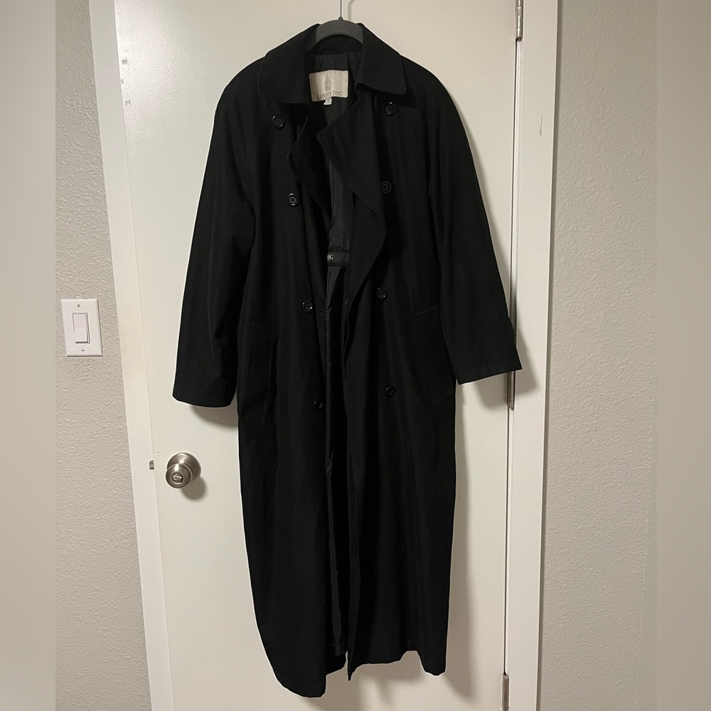 Black Double-Breasted London Fog Trench Coat